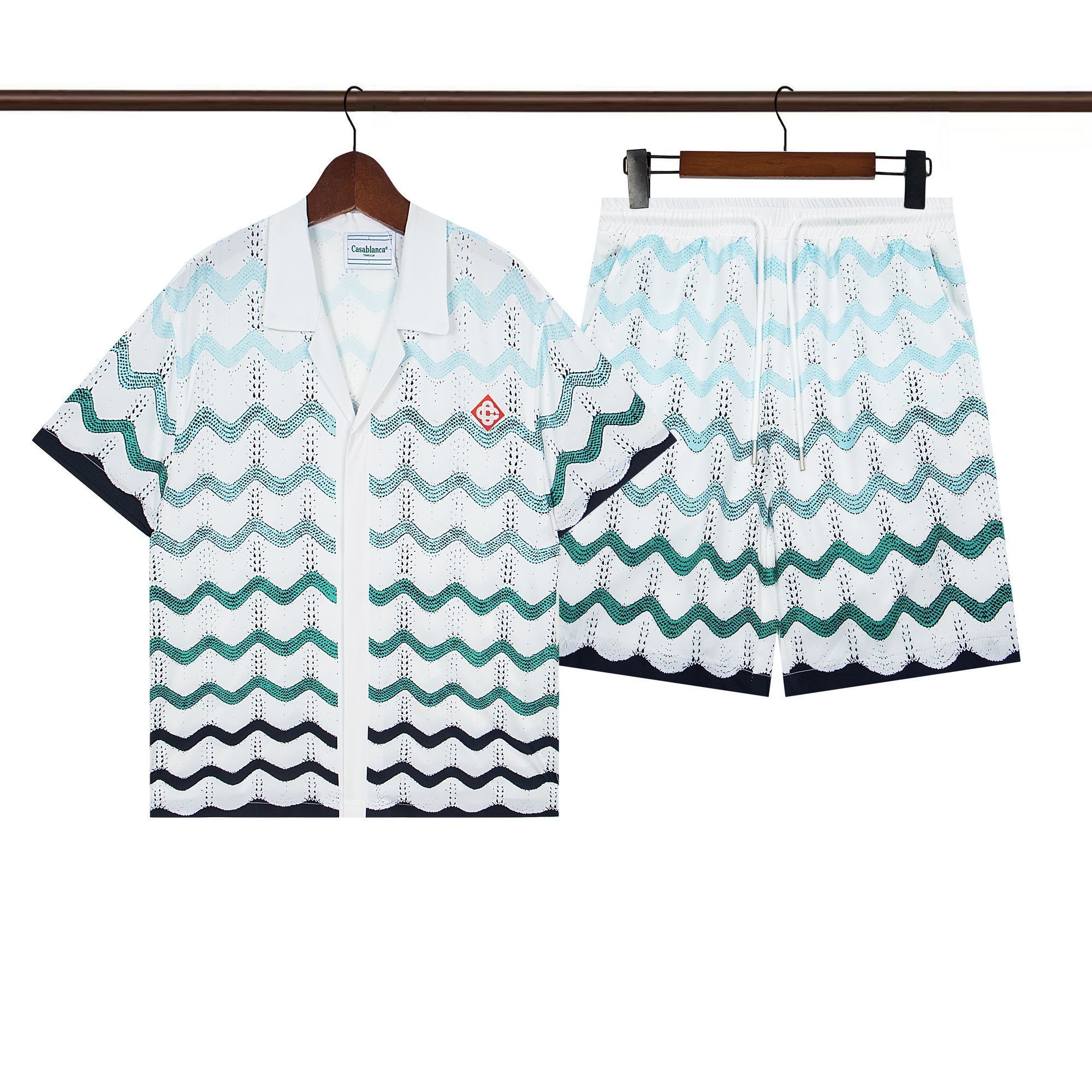 Casablanca Printed Silk Vacation Shirt And Shorts Matching Set Multiple Patterns