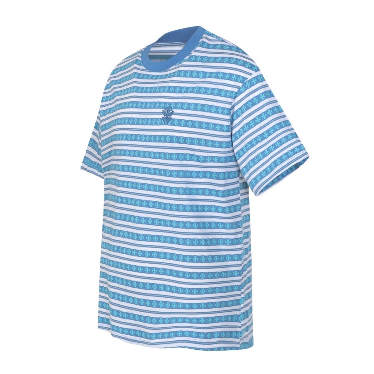 Chrome Hearts Matty Boy Cross Jacquard Stripe Oversized Short Sleeve T-shirt