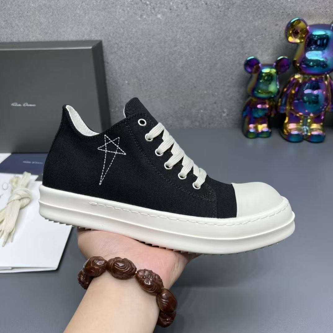 Rick Owens Black/White Low-Top Skate Shoes