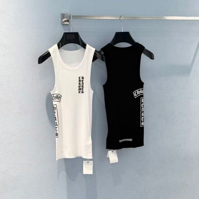 Chrome Hearts Gothic Vertical Letter Print Ribbed Tank Top