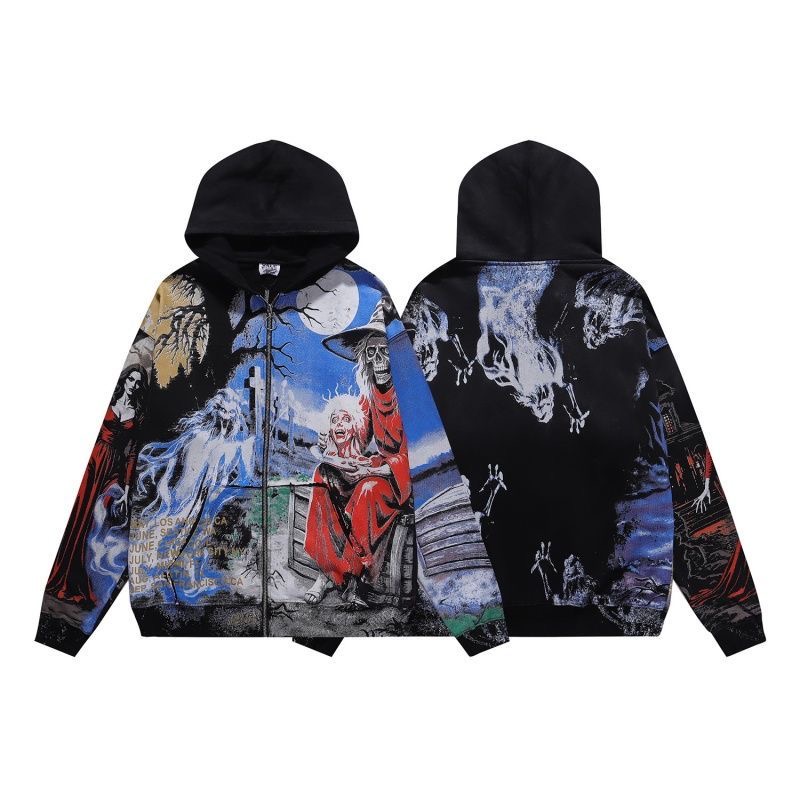 Vale Forever Halloween Witch Ghost Graveyard Full Print Zip Up Hoodie