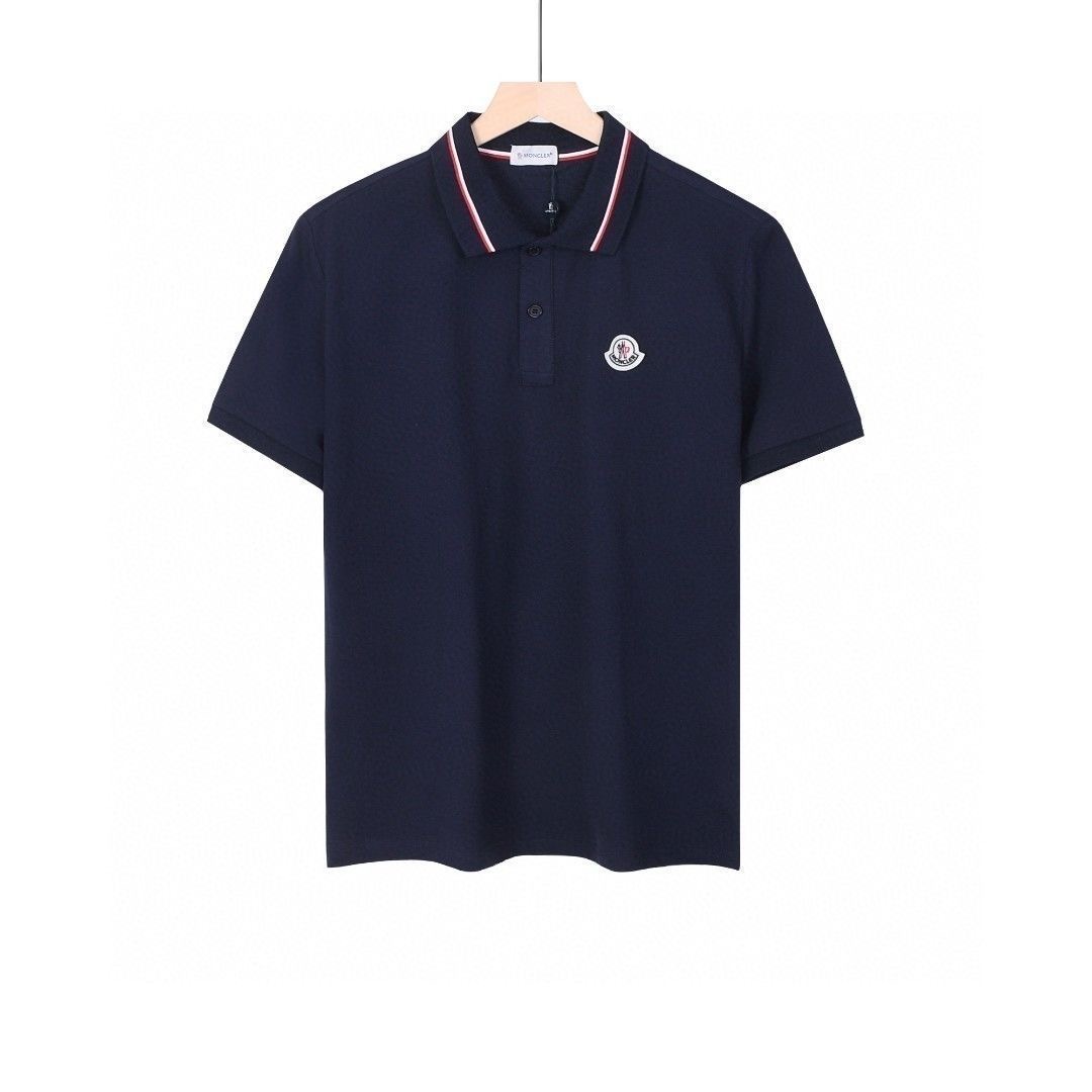 Moncler Men's Cotton Piqué Polo Shirt with Tricolor Collar