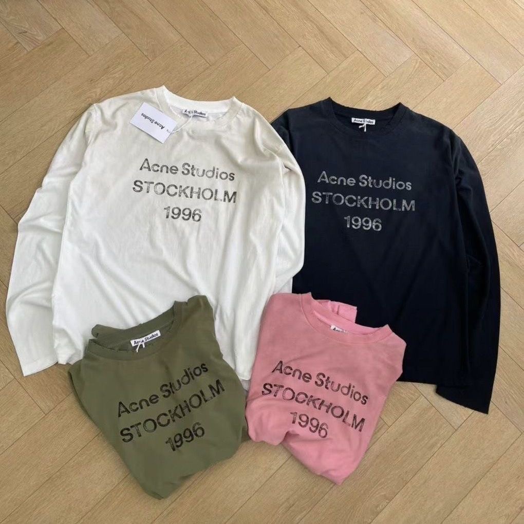 Acne Studios Basic Solid Color Crew Neck Long Sleeve T-Shirt