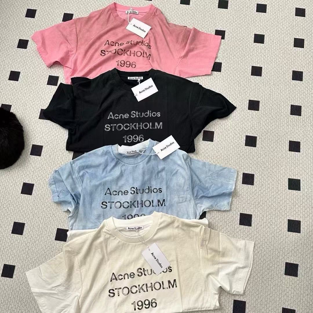 Acne Studios Stockholm 1996 Distressed Print Short Sleeve T-Shirt
