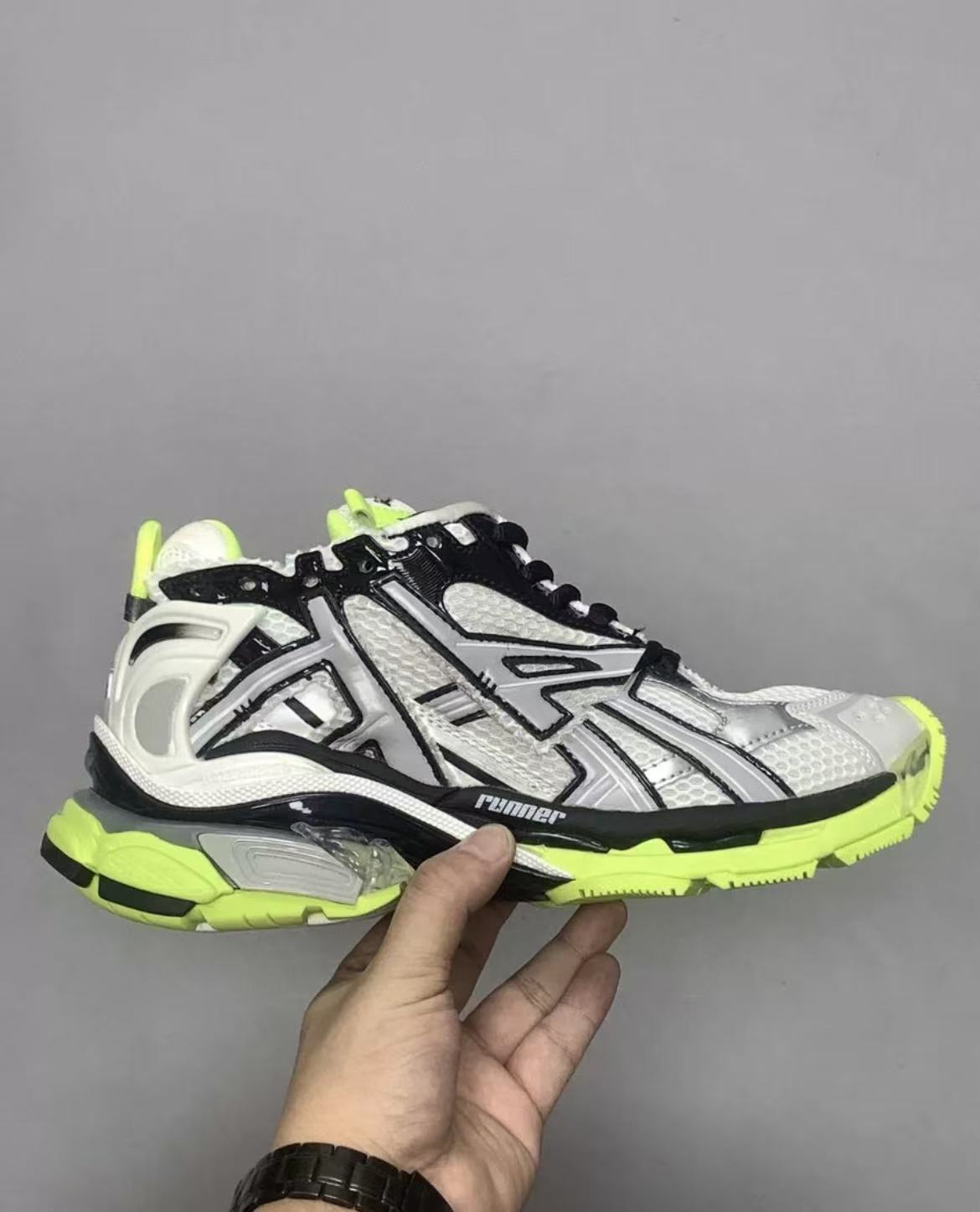Balenciaga Runner White Black Fluorescent Green Sneakers