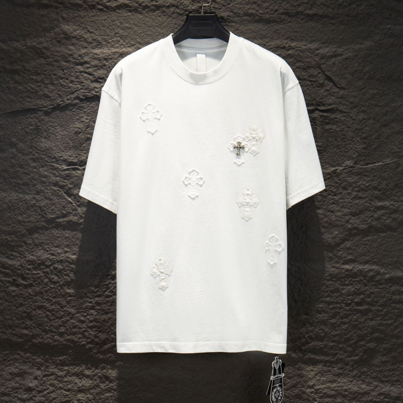 Chrome Hearts Summer T-Shirt Cross Patch Leather Embroidered Logo Unisex