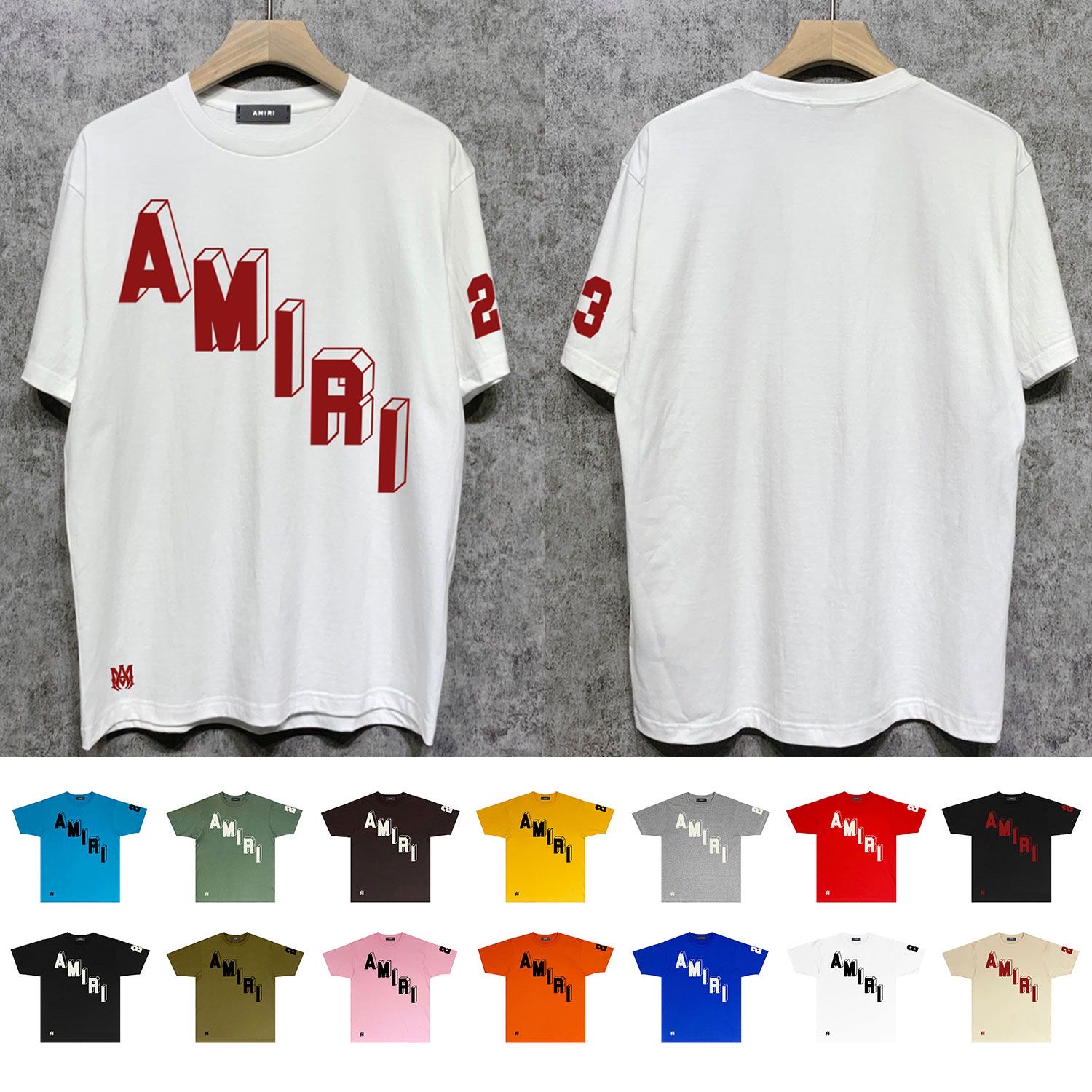 Amiri 3D Stereo Letter Logo Number Print Short Sleeve T-Shirt