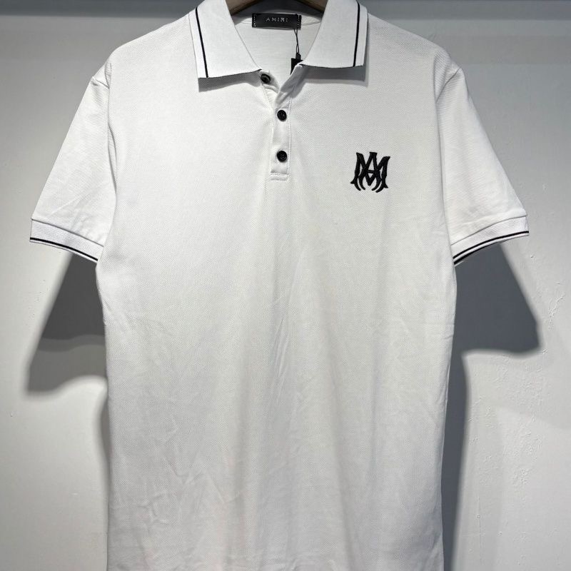 Amiri Gothic MA Logo Embroidered Pique Polo Shirt