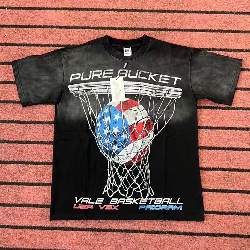 Unisex Oversized Vale American Streetwear Basketball Mesh Net Print Vintage Summer Casual T-shirt