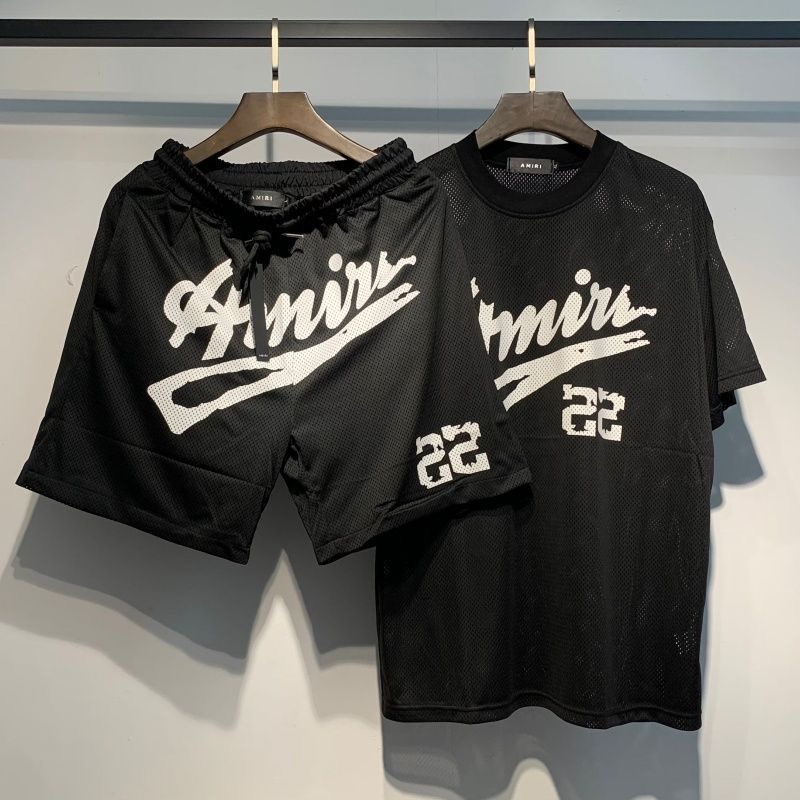Amiri Script 22 Mesh Matching Short Sleeve Shirt And Shorts Set