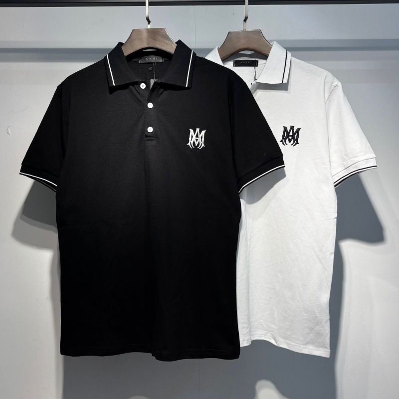 Amiri Gothic MA Logo Embroidered Pique Polo Shirt