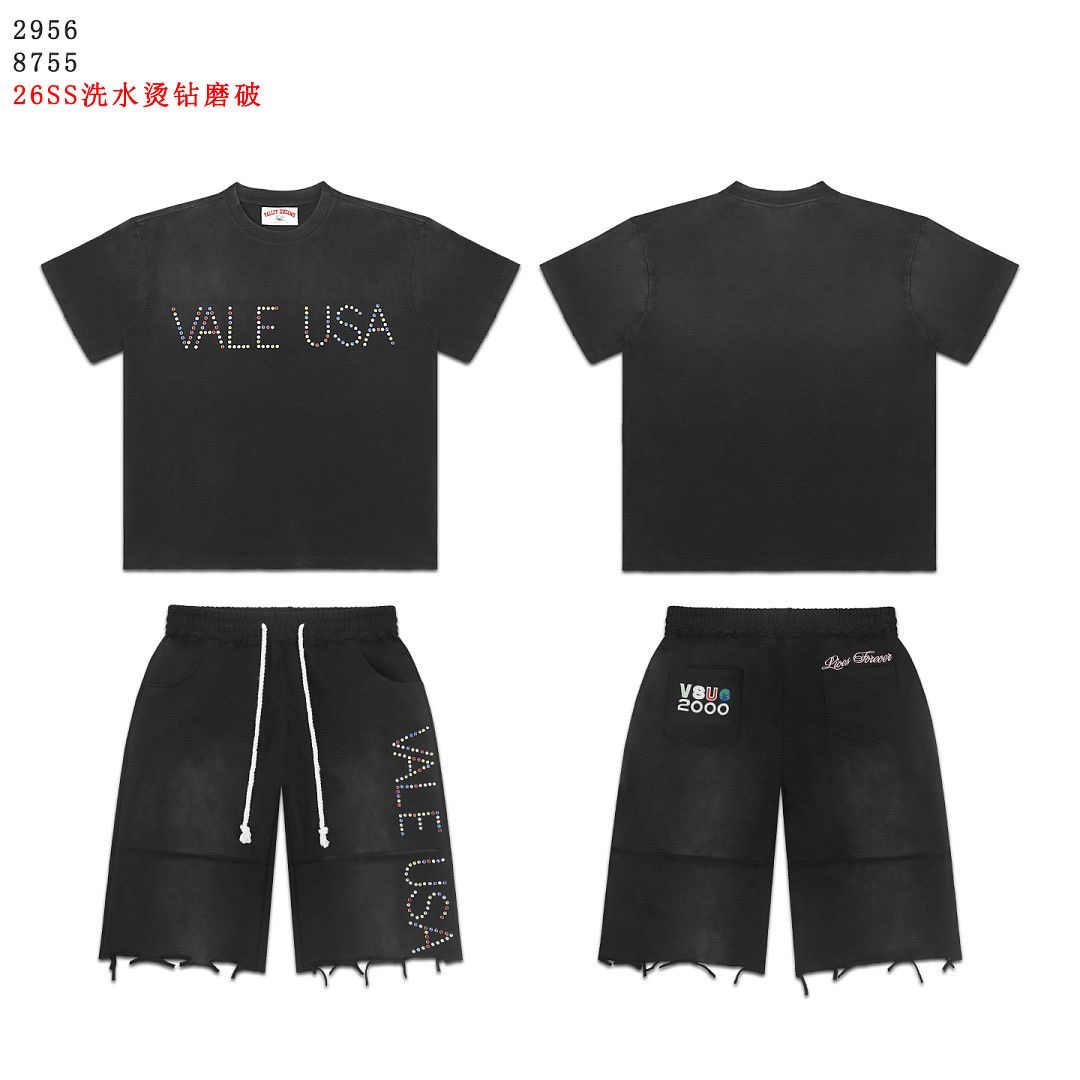 Vale USA Rhinestone T-Shirt And Shorts Set