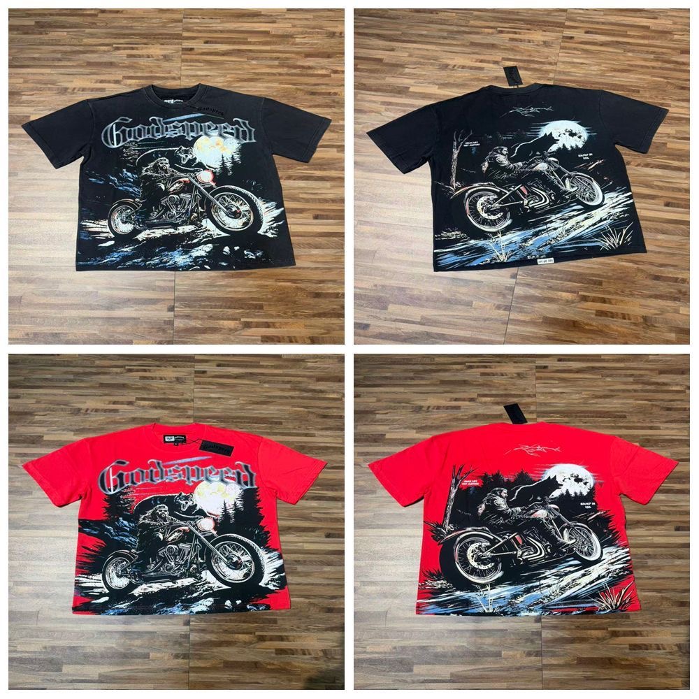 Godspeed Grim Reaper Motorcycle Vintage Graphic Oversized Short Sleeve T-Shirt