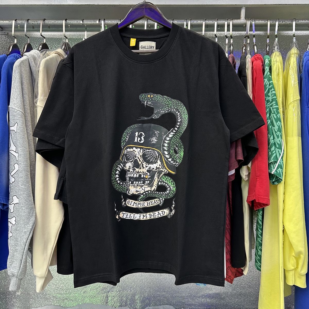 Gallery Dept TILL I'M DEAD TEE Cobra Skeleton Soldier Cotton Casual Short Sleeve T-Shirt