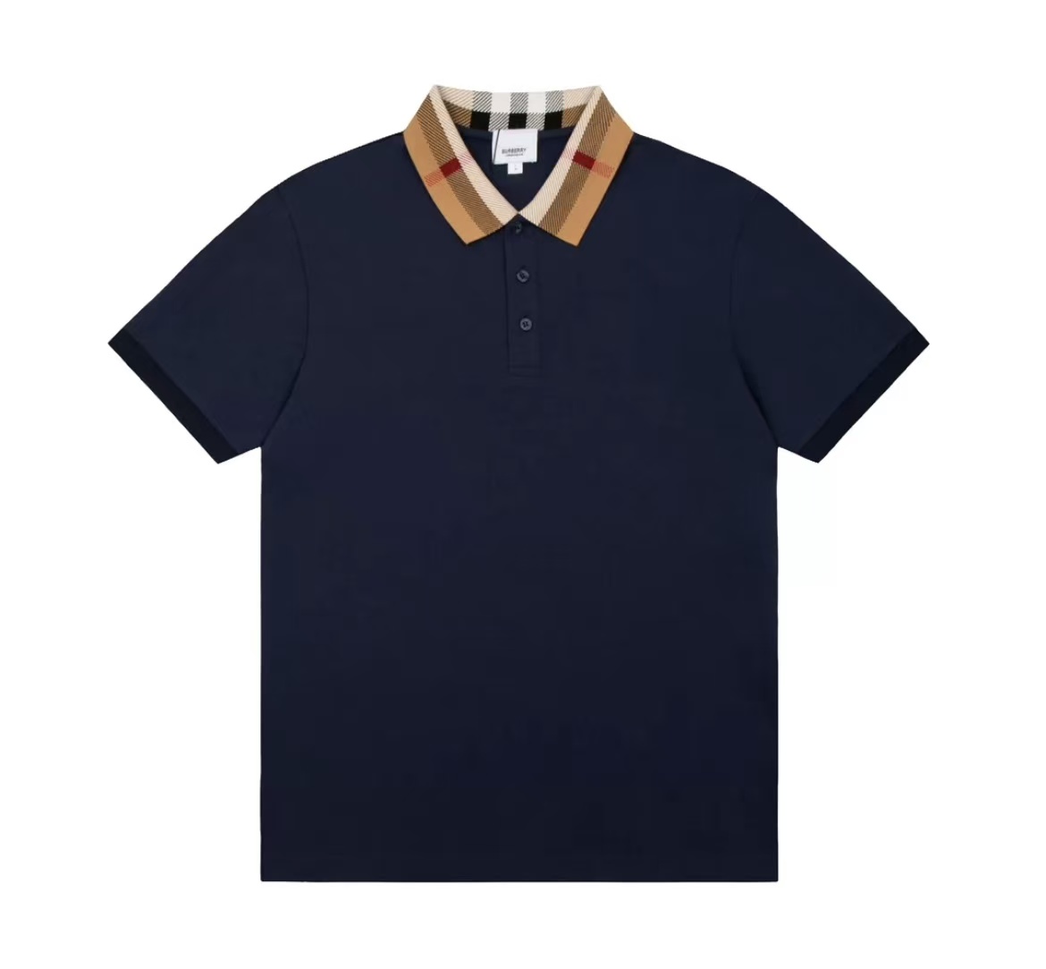 Burberry Check Collar Cotton Piqué Polo Shirt