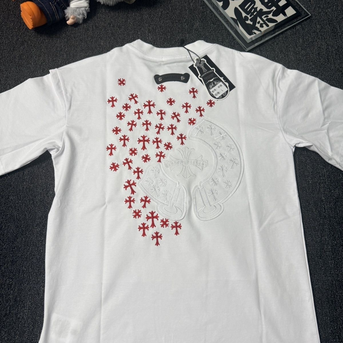 Chrome Hearts Cross Embroidery Horseshoe Pattern Short Sleeve T-Shirt