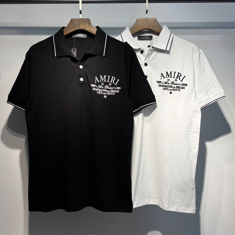 AMIRI Arts and Crafts Logo Cotton Piqué Polo Shirt (Black/White)