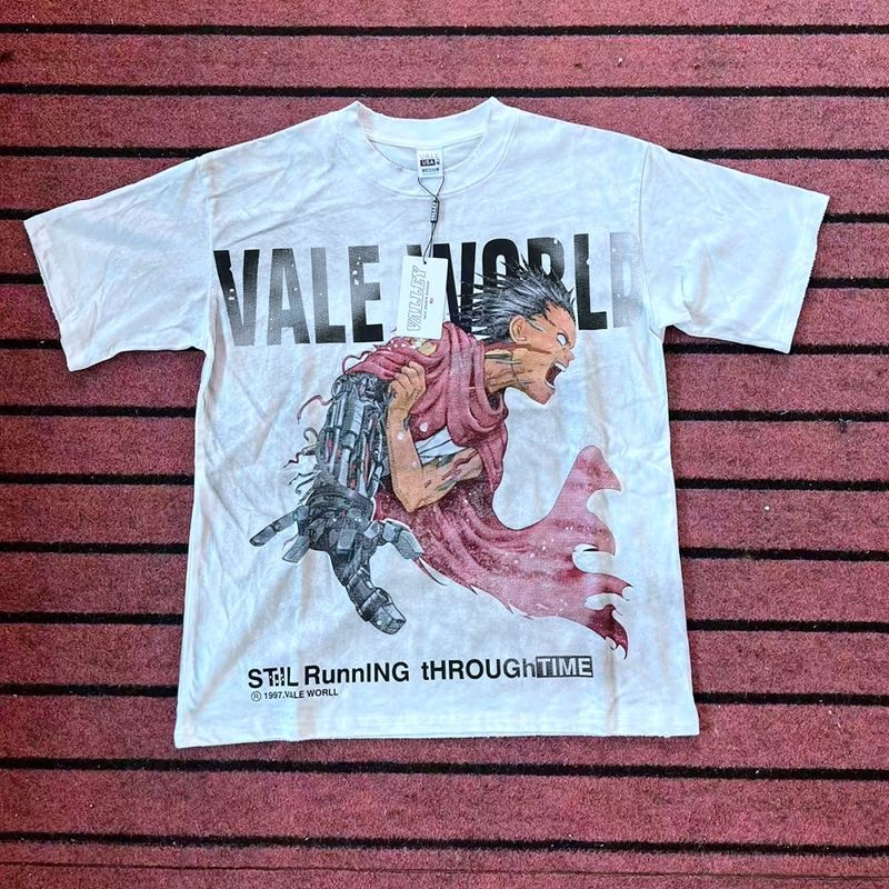 Valtiva Tetsuo Akira Anime Full Print Washed Short Sleeve T-Shirt