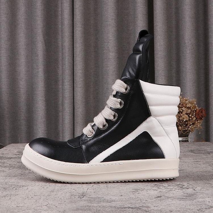 Rick Owens Geobasket Black & White High-Top Sneakers