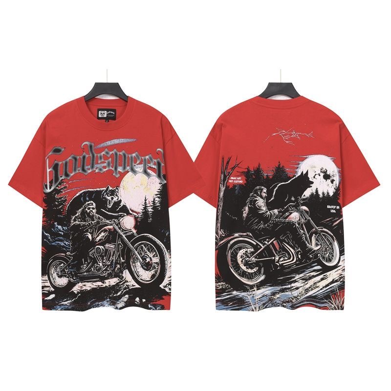 Godspeed Grim Reaper Motorcycle Vintage Graphic Oversized Short Sleeve T-Shirt