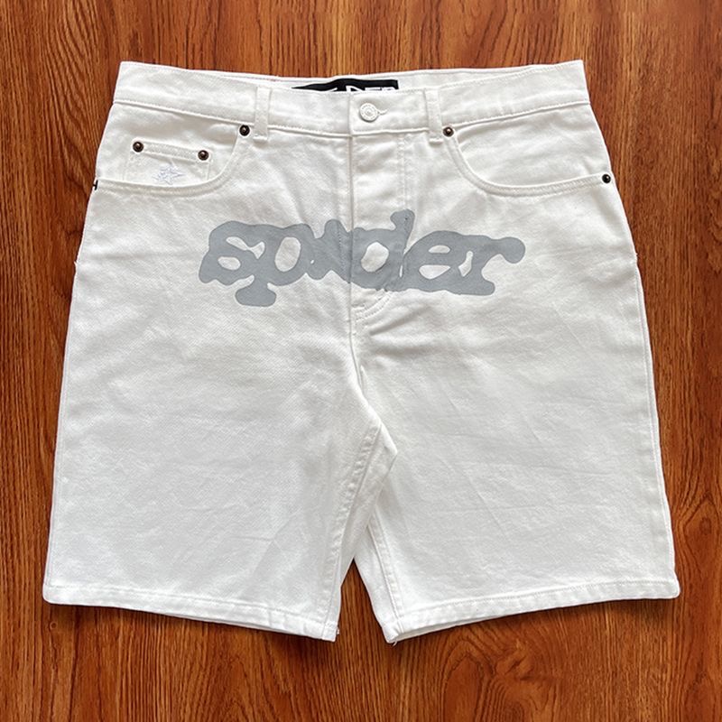Sp5der Foam Logo Print Denim Jorts