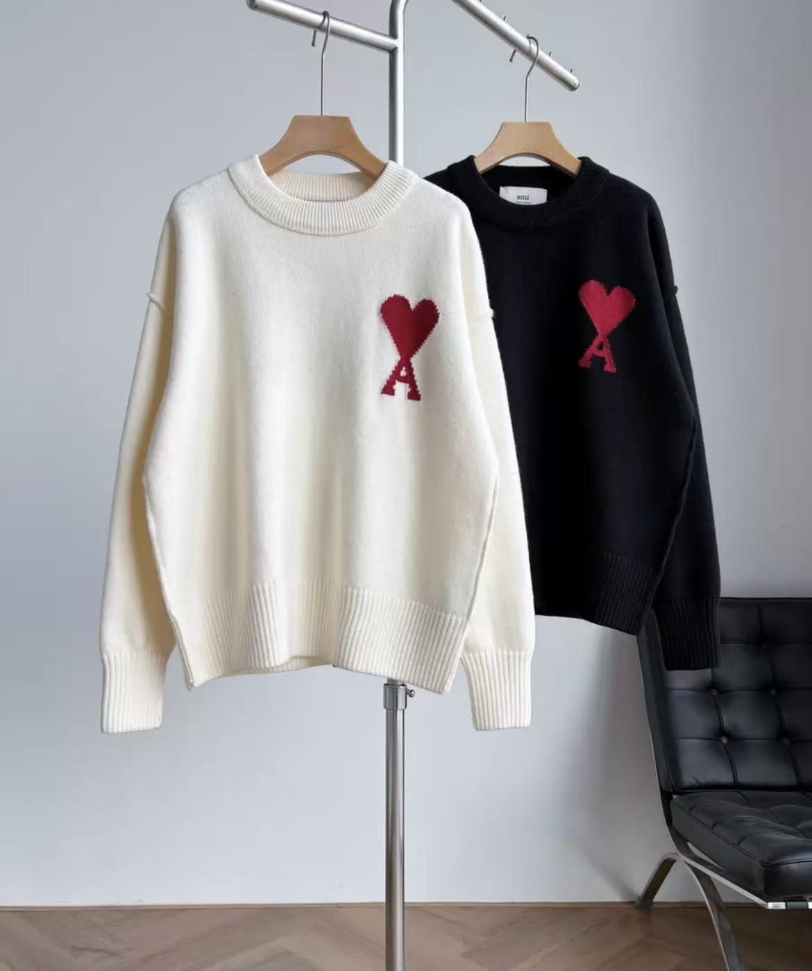 amiri Red Heart A Long Sleeve Cardigan Sweater