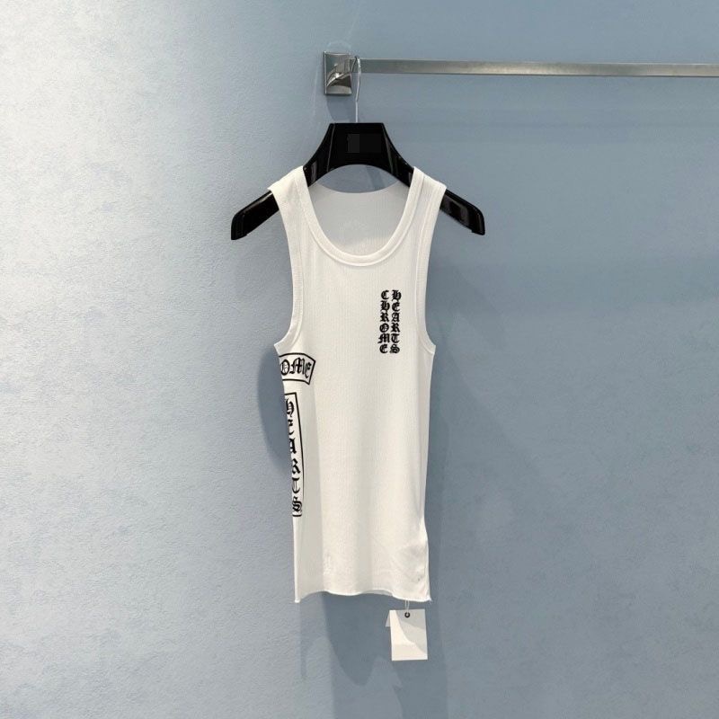 Chrome Hearts Gothic Vertical Letter Print Ribbed Tank Top