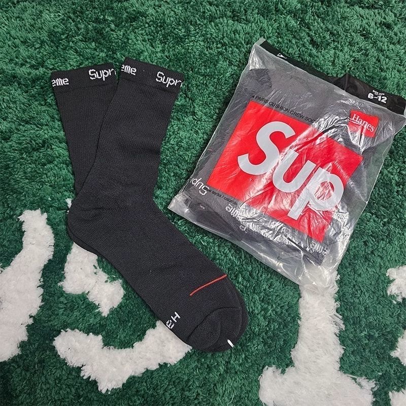 Supreme x Hanes Box Logo Cushion Crew Socks Multi Color Packs