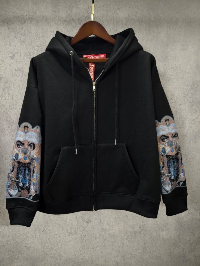 Supreme Michael Jackson Sleeve Print Zip Up Hoodie