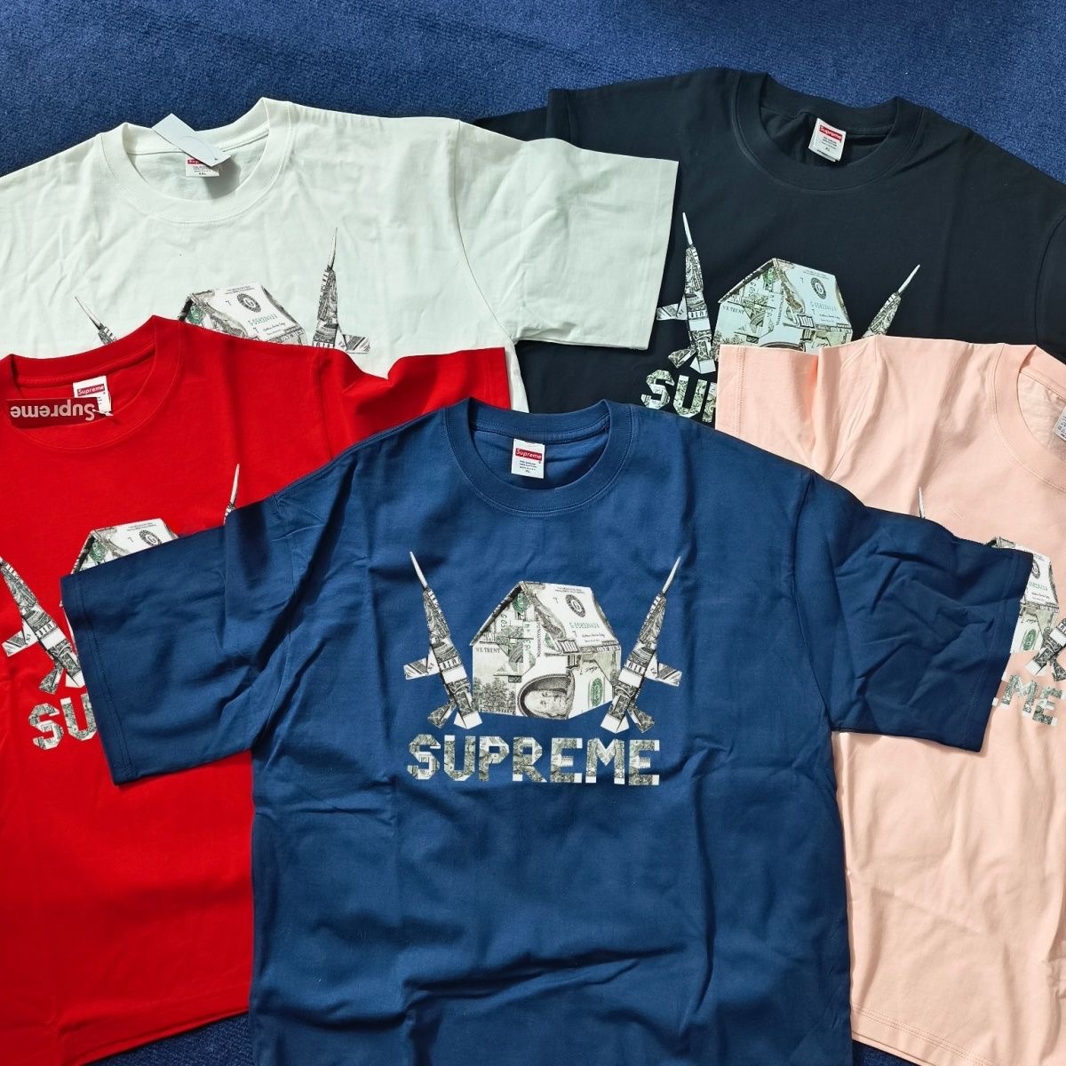 Supreme Money House & Rockets Graphic Short Sleeve T-Shirt