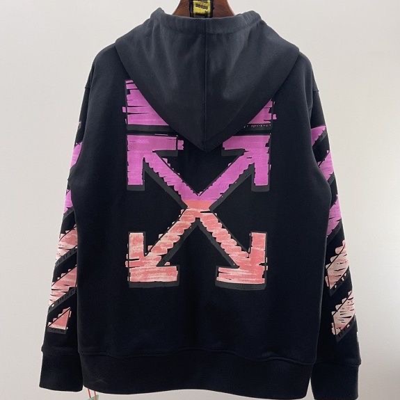 1:1 Version Back Watercolor Pink Arrow Zipper Hoodie Black