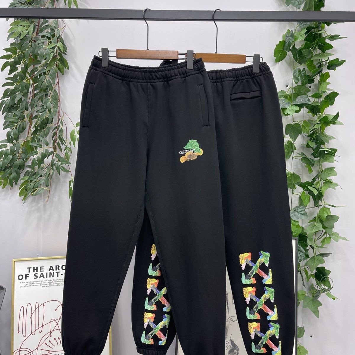 1:1 Version Back Colorful Drawing Arrow Pants Black