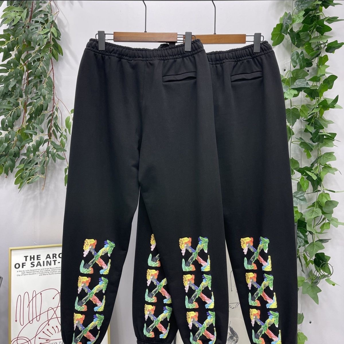 1:1 Version Back Colorful Drawing Arrow Pants Black