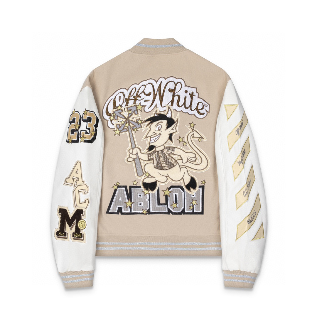 AC Milan Off White Baseball Jacket Khaki Color