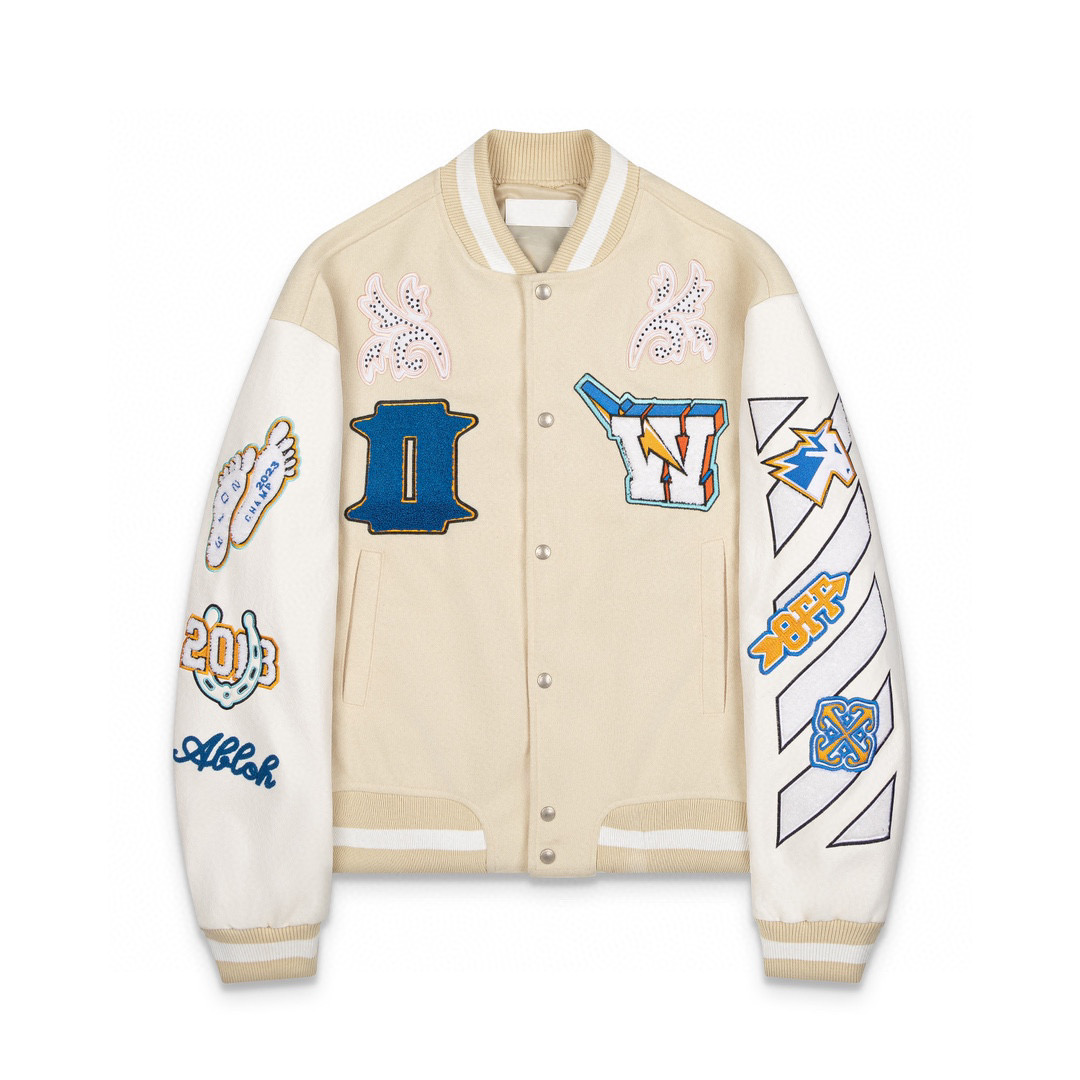 Off White Baseball Jacket Light Khaki Color