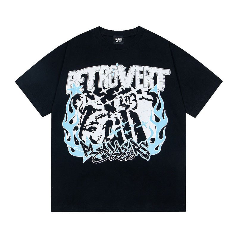 RETRO VERT Big Print Club Blue Flame Tee 2 Colors