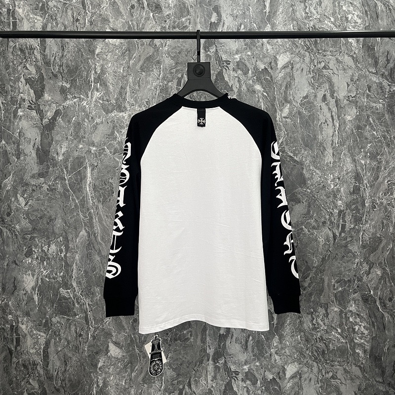 Early spring new style Chromeheart cross-shaped large horseshoe color-blocked Sanskrit casual T-shirt