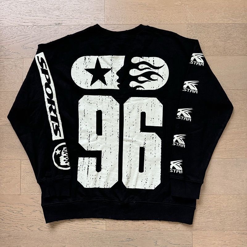 Hell Star Logo 96 Letters Vintage Wash crewneck