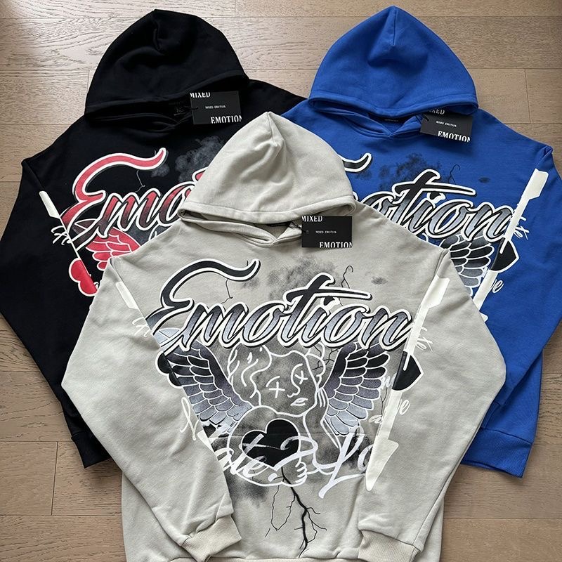 MIXEDEMOTION Street Graffiti Printed Woolen Hoop Hoodie Hoodie Jacket