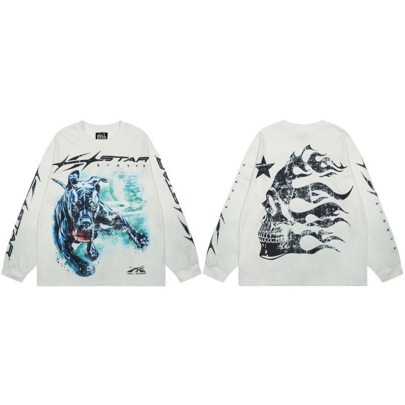 HELLSTA Hellstar American Street Vintage Printed Vintage Long Sleeve T-shirt Base Shirt