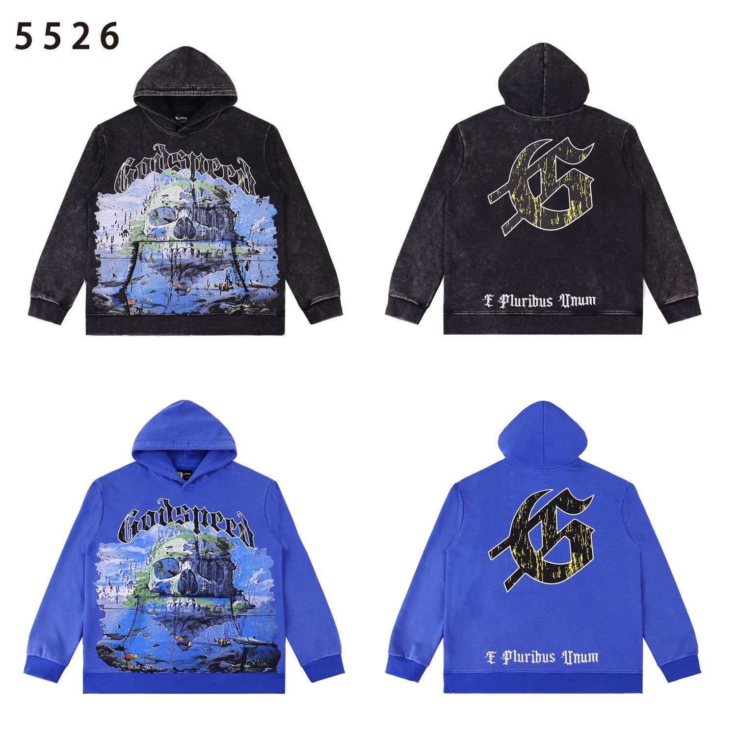 Godspeed skull print hooded sweatshirt vintage distressed jacket